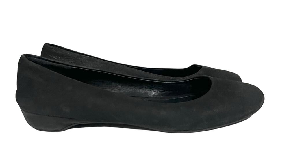 ECCO Women's Black Leather Ballet Flats Slip On Comfort Shoes EU 37 US 6-6.5